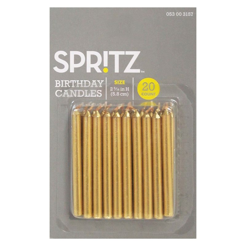 20ct Birthday Candle Gold - Spritz&#8482;, 1 of 2
