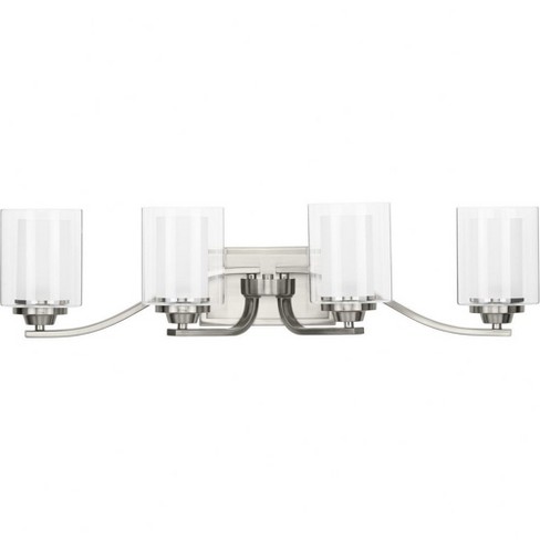 Progress Lighting Kene 4-Light Wall Bracket, Brushed Nickel, Etched Glass Shades - image 1 of 2