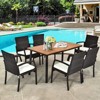 Tangkula 7PCS Patio Rattan Furniture Dining Set Wooden Table Cushioned Chair - 2 of 4