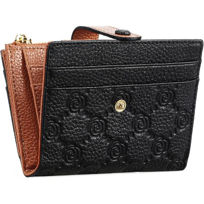 BEAFUP Printed Small Wallet for Women,with 10 Card Slots and 1 Zipper Pocket RFID Blocking Slim Bifold Leather Womens Wallet