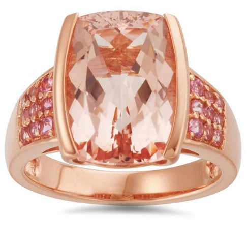 Pompeii3 1 1/2ct Pink Sapphire & Diamond Wedding Ring 14K Rose Gold - Size 7