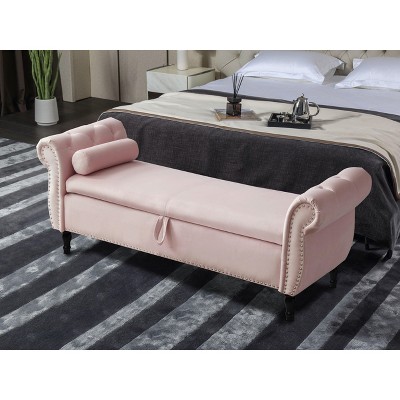 PAGED Upholstered Ottoman Bench Modern Shoe Bench with Wooden Frame, End of Bed Stool for Living Room, Bedroom, Entryway