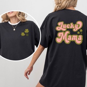 Simply Sage Market Women's Lucky Mama Retro Clovers Short Sleeve Garment Dyed Tee - 1 of 4
