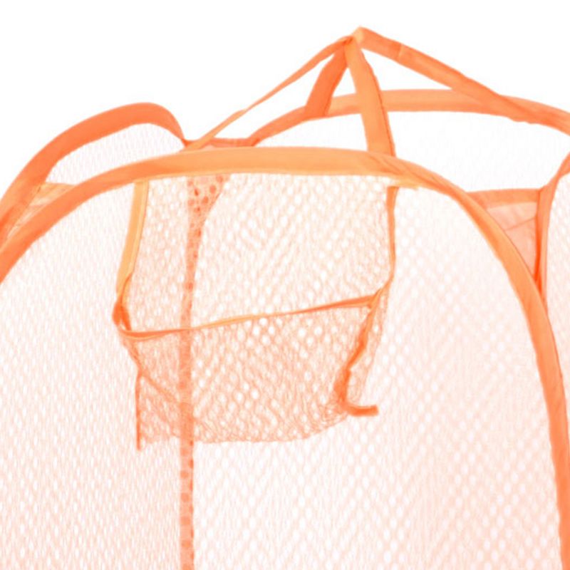 PiccoCasa Folding Clothes Storage with Hand Strap Nylon Laundry Hampers 11.8"x11.8"x17.7" Orange Blue 2 Pcs, 2 of 6