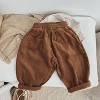 MyKids-USA Baby Boy And Girl Solid Color Corduroy Fabric Long Pants With Pockets - 3 of 4