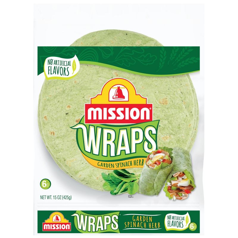 Mission Large Garden Spinach &#38; Herb Wrap Tortillas - 15oz/6ct, 1 of 8