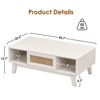 Sapphtopaz Modern Coffee Table with Rattan Drawer & Storage Space Rectangle Wood Living Room End Table with Wood Leg Coffee Bar for Living Room - 2 of 4