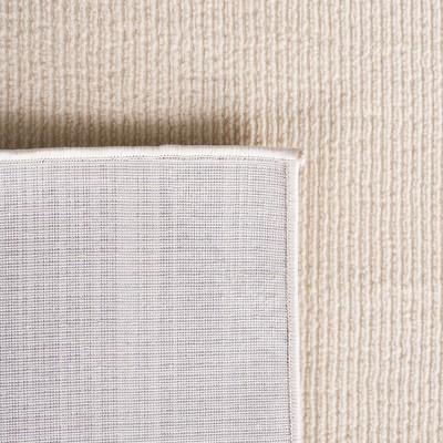 Ivory Solid Synthetic Easy-Care Hand-Knotted Rug