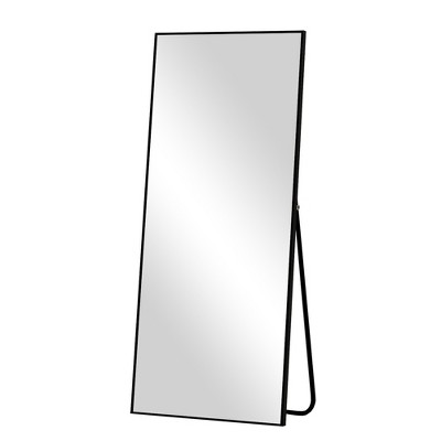 VYNXARIA 57"x20" Arched Full-Length Mirror - Gold /Black Aluminum Frame, Wall-Mountable or Freestanding
