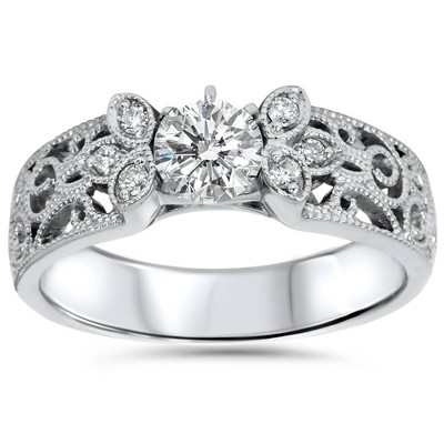 Pompeii3 1/2 Cttw Vintage Diamond Engagement Ring In 14k White, Yellow ...
