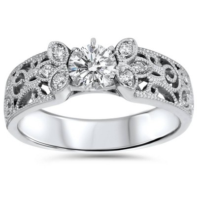 Pompeii3 1/2 cttw Vintage Diamond Engagement Ring In 14K White, Yellow, or Rose Gold