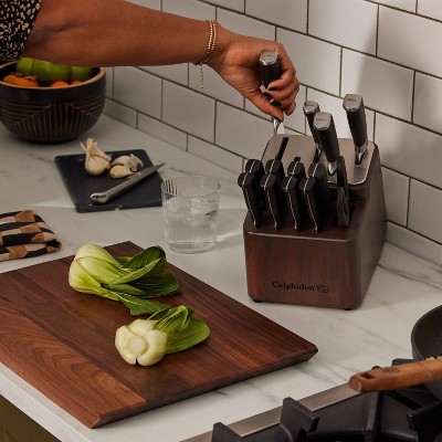 Calphalon Premier SharpIN Knife Set with Sharpening Knife Block, 15 Piece, Carbon Steel