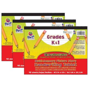 Pacon Multi-Sensory Raised Ruled Tablet, Tape Bound, 5/8" x 5/16" x 5/16" Picture Story Ruled Long, 10-1/2" x 8", 40 Sheets, Pack of 3 - 1 of 1