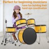 Coucheta 3-Piece Beginner Drum Set with Cymbal, Stool, Pedal & Sticks, All-in-One Wood/Metal Kit for All ages, Perfect Birthday Gift - 4 of 4