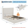 Queen/King Size Bed Frame w/ Storage Drawers, Corduroy Upholstered Platform Bed w/ Wingback and Tufted Headboard - 2 of 4