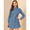 INSPIRE CHIC Women's Belted Turn Down Collar Button Down Denim Dress - image 2 of 4