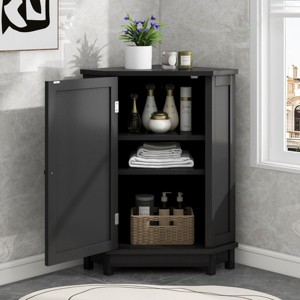 ChicFurnit Bathroom Storage Cabinet Triangle Corner Storage Cabinet with Adjustable Shelf for Bathroom Organization, Black, 30.75"*24.25"*8.5" - 1 of 4