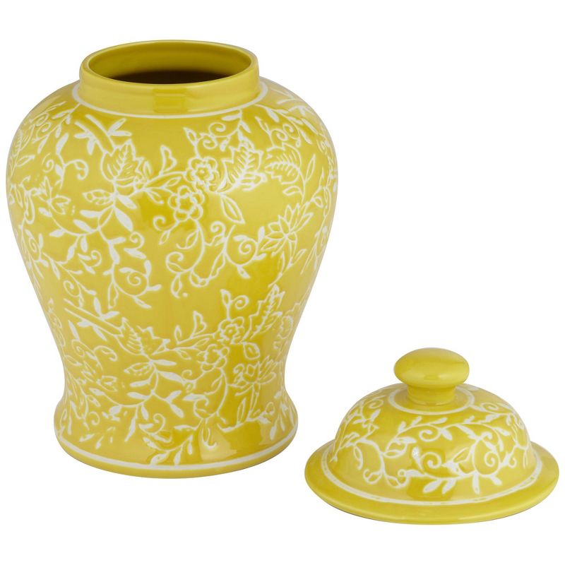 Dahlia Studios Floral Yellow and White 13" High Decorative Jar with Lid, 5 of 7
