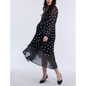 Women's Woven Wrap Long Sleeve Midi Dress | Motherhood Maternity - 1 of 4