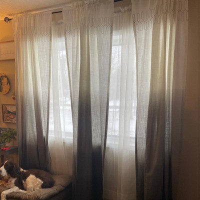 63x52 Arashi Ombre Embroidery Light Filtering Curtain Panel Gray - Vue :  Target