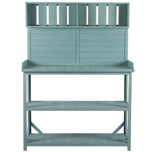 NicBex Outdoor Potting Bench Table with 4 Storage Shelves Farmhouse Solid Wood Garden Table with Side Hook - 1 of 4