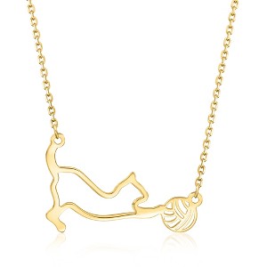 Ross-Simons Italian 14kt Yellow Gold Cat With Yarn Necklace Size 18 - 1 of 3