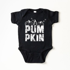 The Juniper Shop Pumpkin Distressed Baby Bodysuit - 1 of 2
