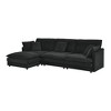 Modern L-Shaped Sectional Sofa with Ottoman, Oversized 4-Seater Couch with Towel Fabric Upholstery for Living Room, Gray/Green/Black - ModernLuxe - 4 of 4