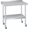 Acekool Stainless Steel Table with Wheels, 60x24in Heavy Duty Prep Workstation, Backsplash & Adjustable Shelf for Kitchen, Restaurant, Office - 2 of 4