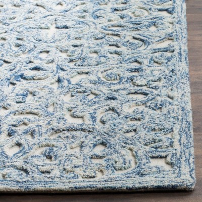 Elegant Trace Square Hand-Tufted Wool Rug in Blue - 4' x 4'
