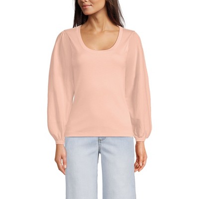Lands' End Women's Supima Interlock Scoop Neck Blouson Sleeve Top