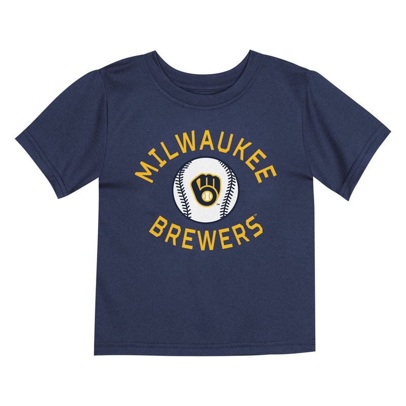 MLB Milwaukee Brewers Toddler Boys&#39; 2pk T-Shirt, 3 of 4