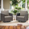 POCASSY Square Armrest Outdoor Swivel Rocker Patio Chairs Set of 2, Brown Wicker Furniture Swivel Patio Chairs for Porch, Poolside, Deck - 2 of 4
