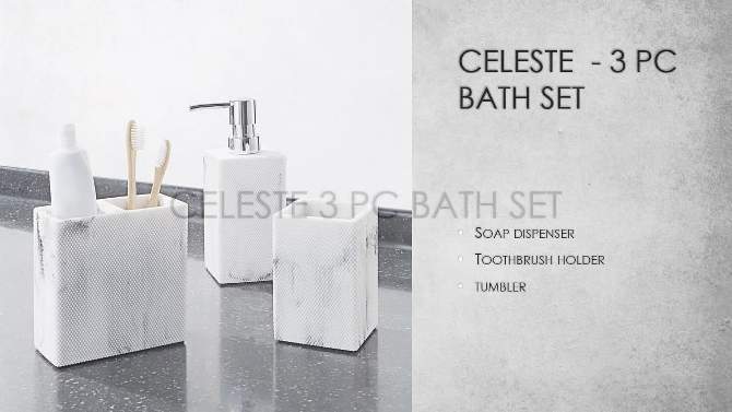 3pc Celeste Bath Accessories Set Gray - 88 Main, 2 of 7, play video