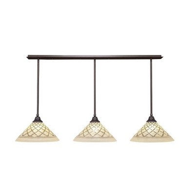 Toltec Lighting Any 3 - Light Chandelier in  Dark Granite with 16" Chocolate Icing Shade