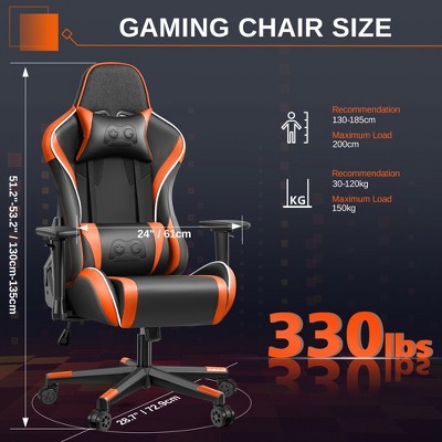 KERDOM Ergonomic Computer Gamer Chair 3D Armrests, Adjustable High Back with Lumbar Support, Black-Orange