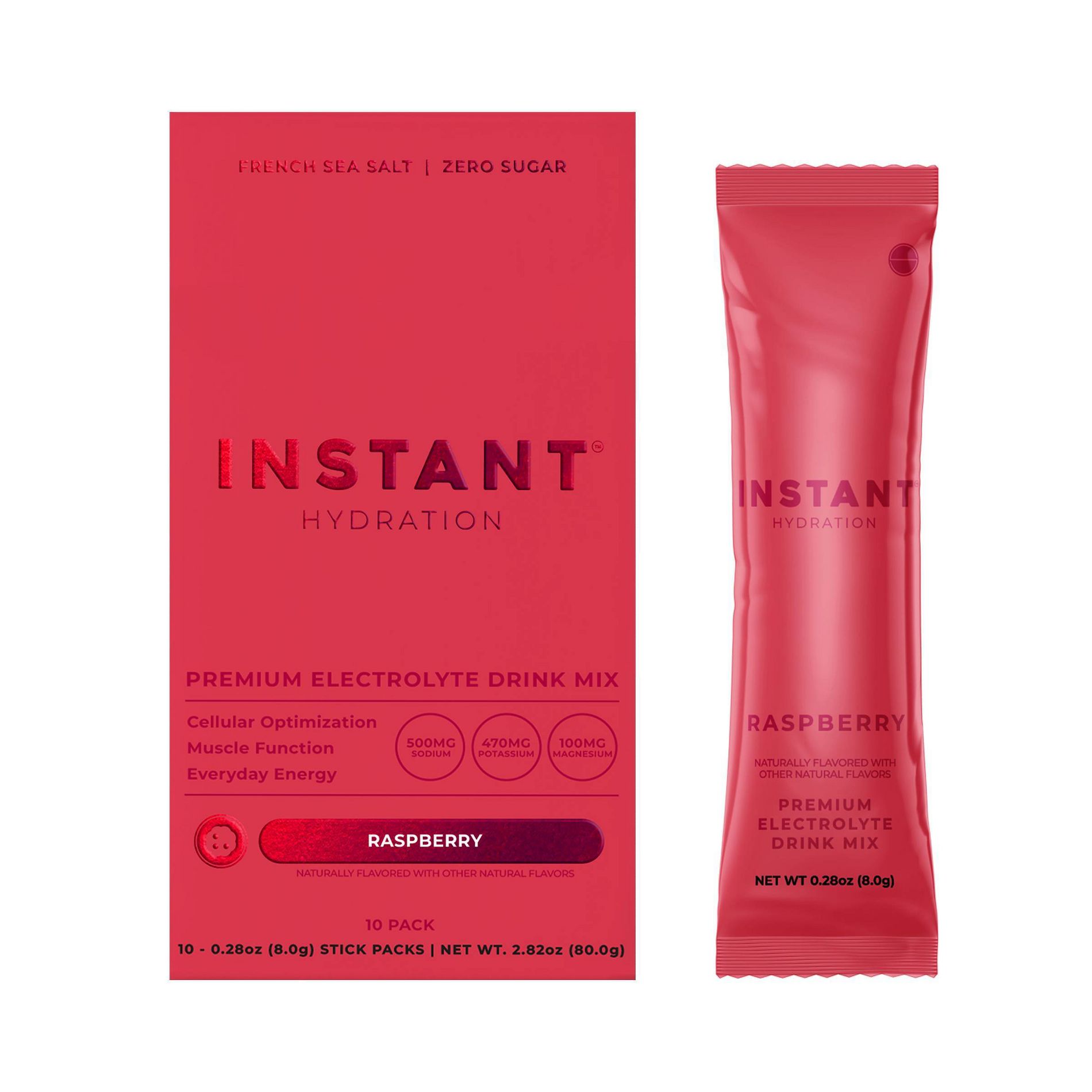 Instant Hydration Raspberry Electrolyte Drink Mix Sports Drink - 10ct/80gms