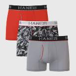 Hanes Premium Men's Mesh Print Comfort Flex Fit Trunks 3pk - Gray/Red