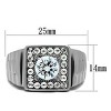 Slickblue Men's Polished Stainless Steel Ring, Clear CZ Center, Round Band Style, No Plating, Sizes 9-13 - 2 of 4