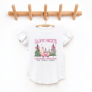 The Juniper Shop Coquette St. Nick's Tree Farm Toddler Flutter Sleeve Tee - 1 of 3