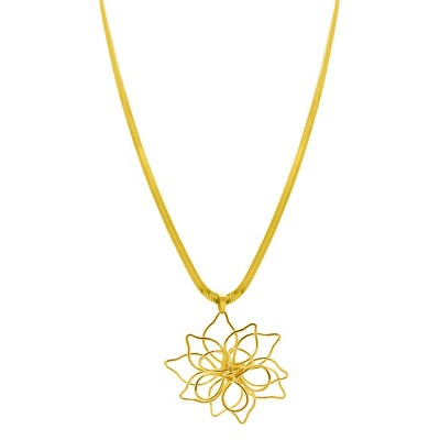 Adornia 14k Gold Plated Herringbone Wire Flower Necklace