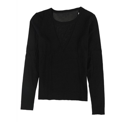 bar III Womens Contrast Neck Knit Sweater