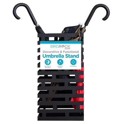 BirdRock Home Umbrella Holder Stand with Removable Water Tray - Line Design - Black