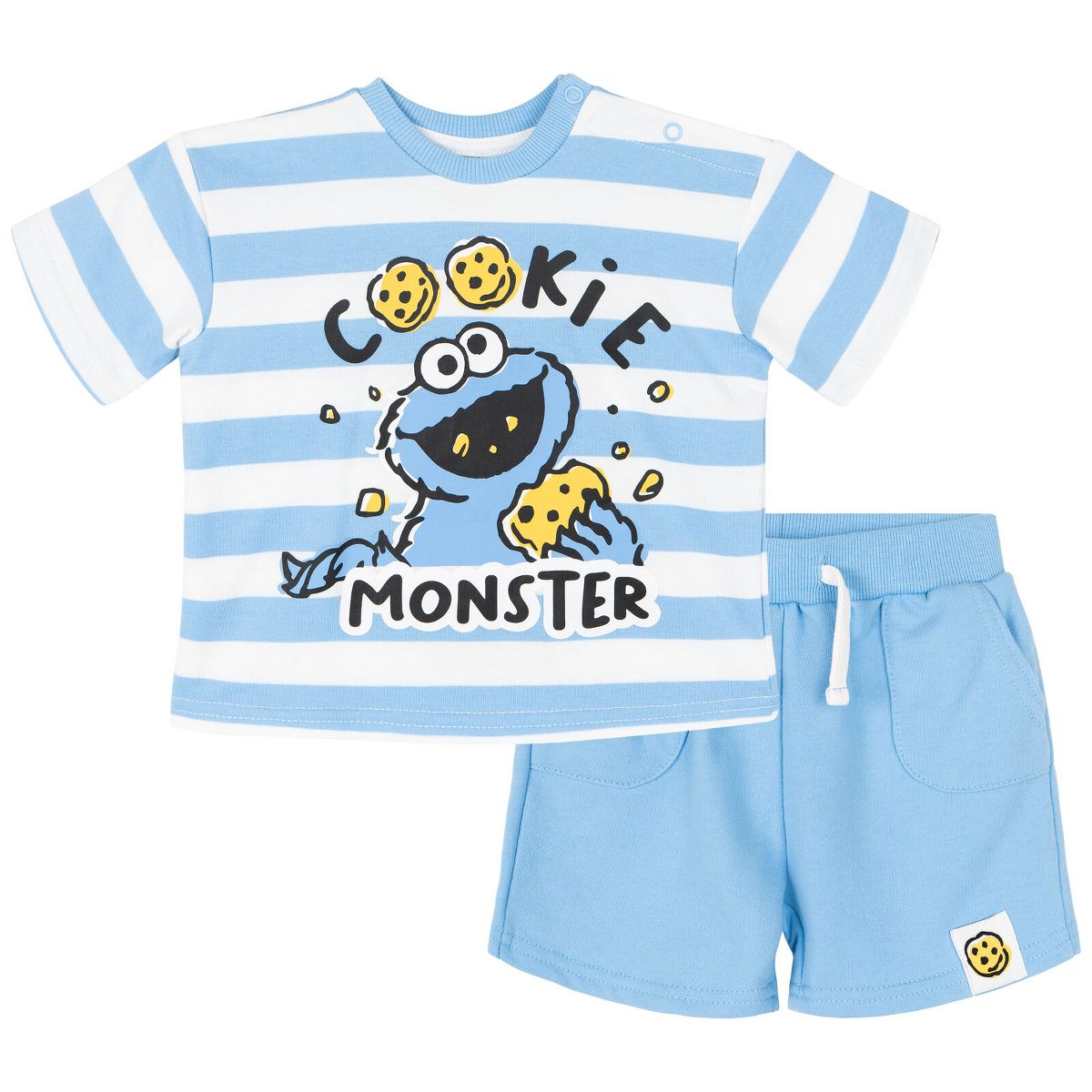 Sesame Street Baby Boys' T-Shirt and French Terry Shorts Set Newborn to Infant