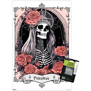 Trends International Tabz Jones - Skull and Roses Tarot High Priestess Unframed Wall Poster Prints - 1 of 4
