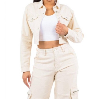 Women's Cropped Lace-up Jacket With Button Front - American Bazi