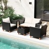 Tangkula 4 Piece Outdoor Conversation Set Patio Cushioned Chairs w/ Storage Coffee Table - 2 of 4