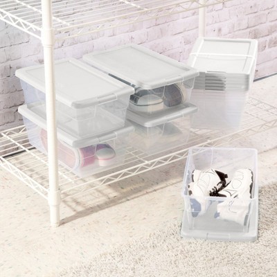 Clear Plastic Stackable Storage Box with White Lid, 14 in