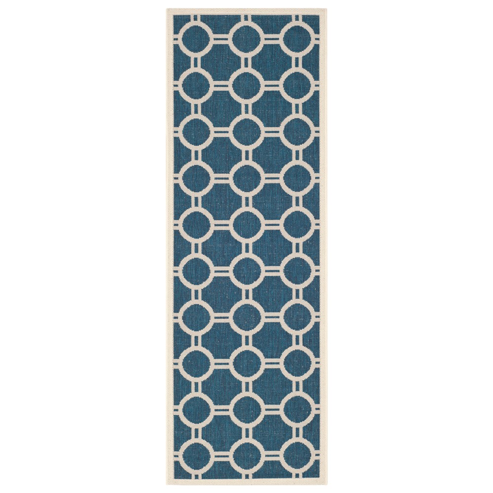 2'3in x 6'7in Courtyard Ariel Outdoor Rug - Navy/Beige - Safavieh