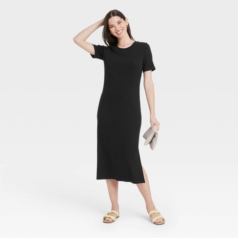 Women's Short Sleeve Rib Knit T-Shirt Dress - A New Day™ - image 1 of 3